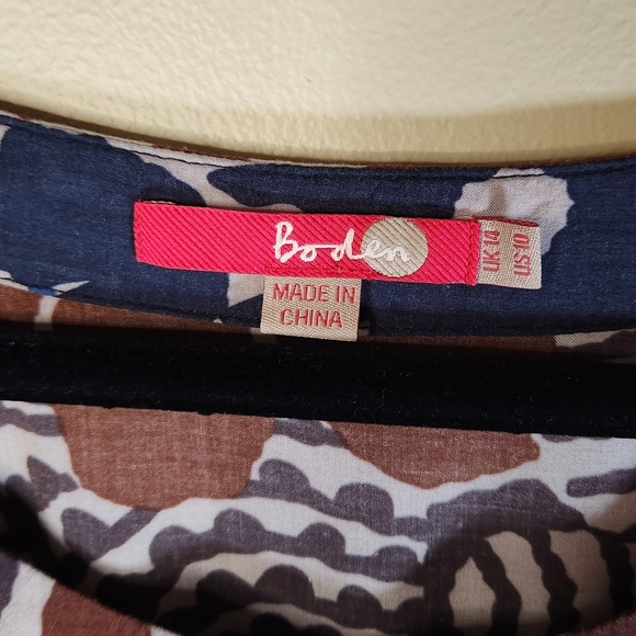 Boden Retro Flower Print Mini Dress Women US 10 Lightweight Earthy 70s Mod - Picture 5 of 12